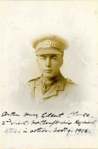 Arthur Clarke, 2nd Lt, 1st Bn, Northamptonshire Regt. kia Battle of the Somme