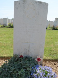 The grave of Frederick Haden at Monchy-le-Preux. Photographed for Marching in Memory, July 2015